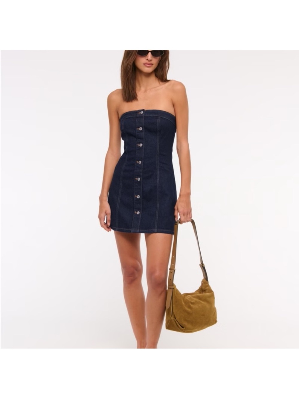 Abercrombie & Fitch Mara Strapless Denim Mini Dress (Large Tall)